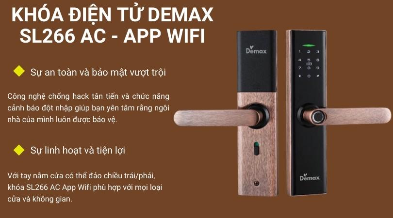Khóa điện tử Demax EL266 AC - APP Wifi an toàn vượt trội